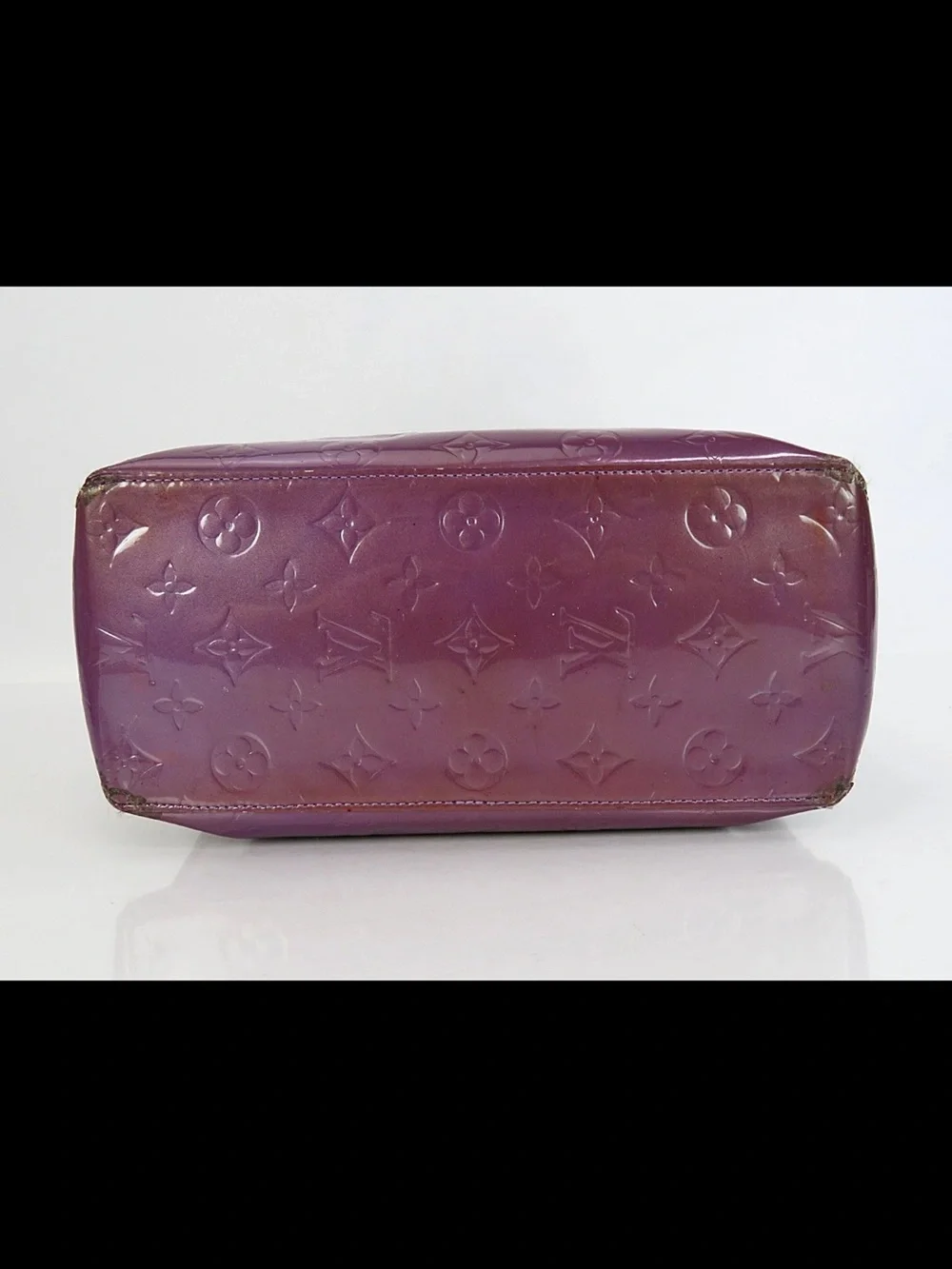 Louis Vuitton Glossy Plum Vernis Tote with Tan Handles